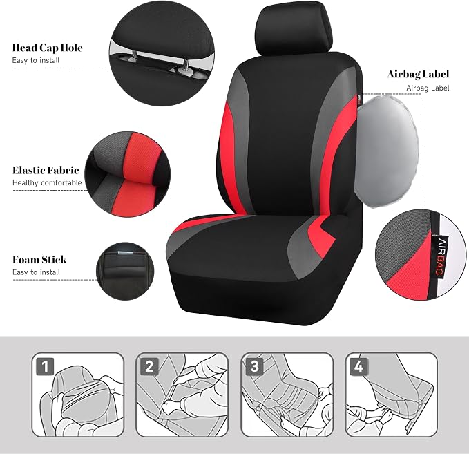 Universal Seat Covers — Front Seat — Red / Black