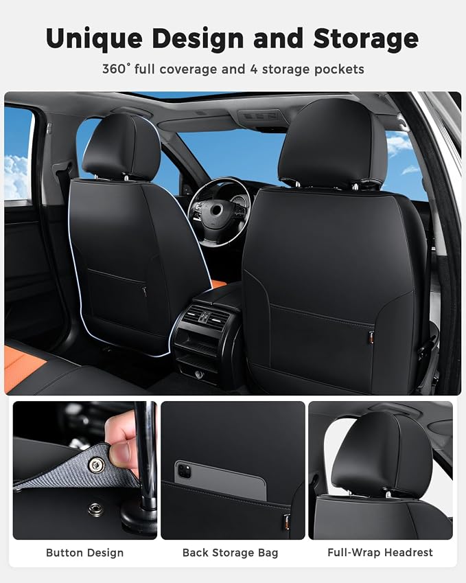 Universal Seat Covers — Black / Orange