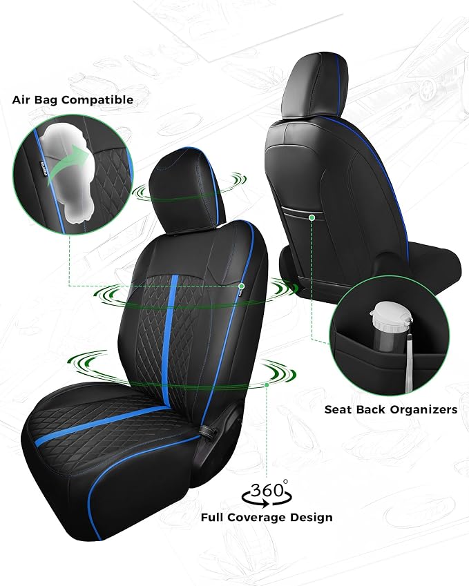 Seat Covers for Jeep Wrangler — Full Set — Black / Blue