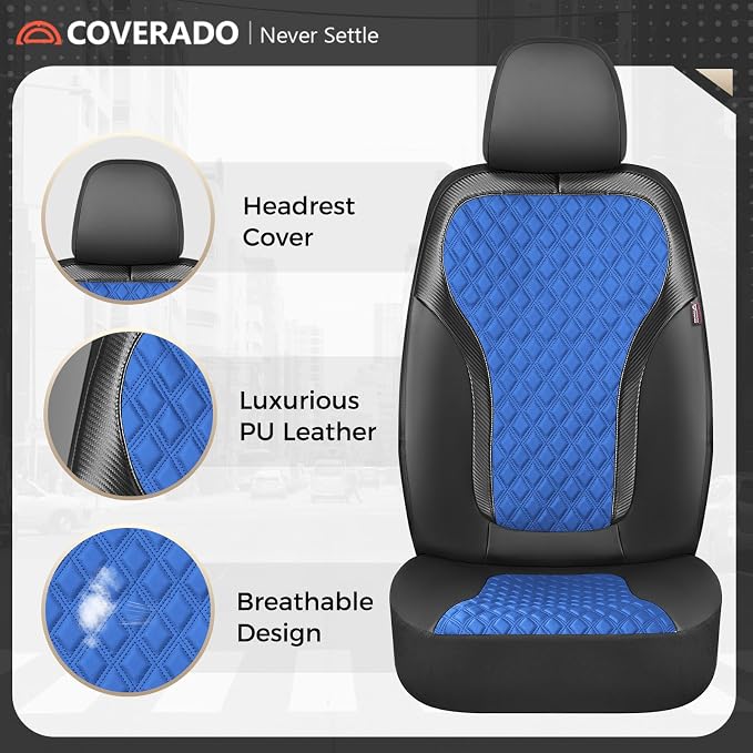 Universal Seat Covers — Front Seat — Black / Blue