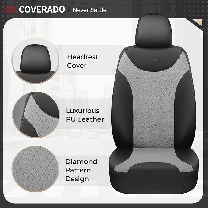 Universal Seat Covers — Front Seat — Black / Gray