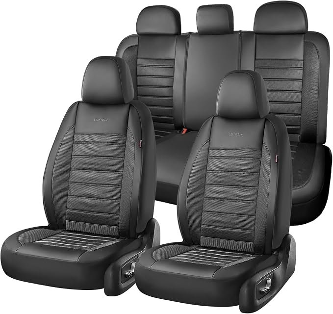 Fabric Car Seat Covers — Full Set — Black