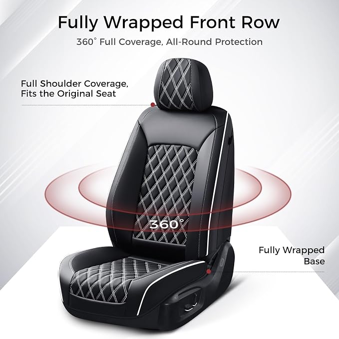 Universal Seat Covers — Full Set — Black / White