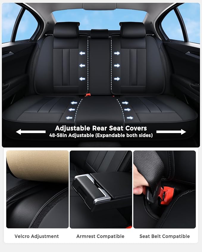 Universal Faux Leather Seat Covers — Black