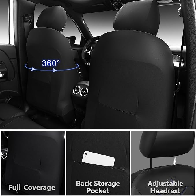 Universal Faux Leather Seat Covers — Full Set — Black / Blue