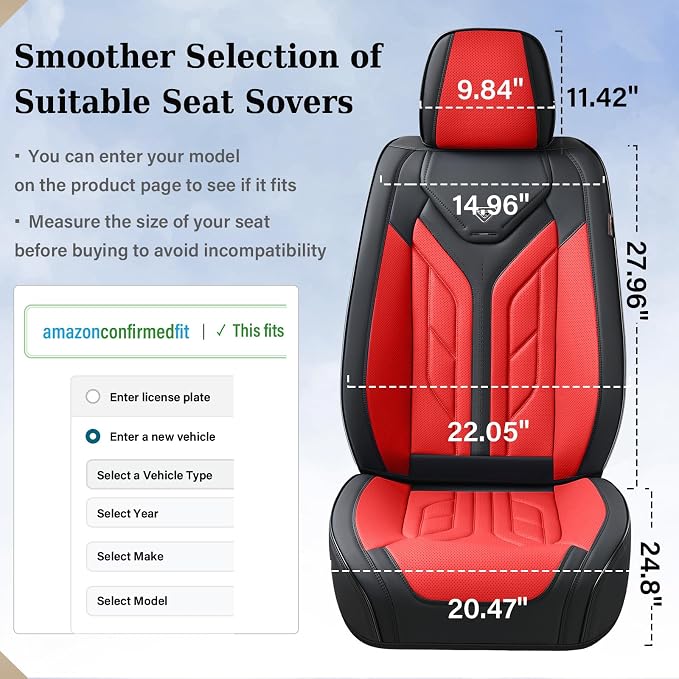 Universal Seat Covers — Full Set — Black / Red