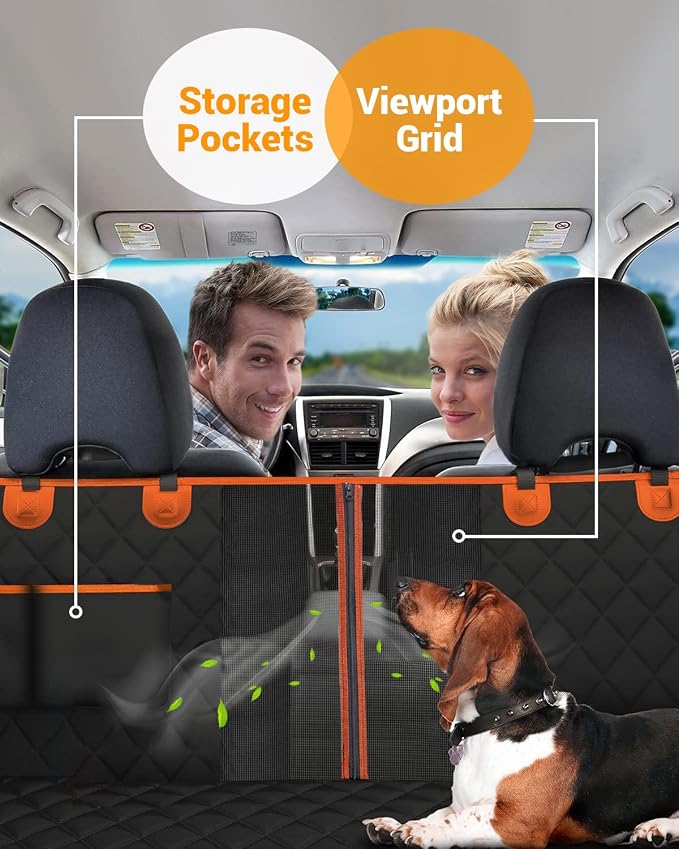 Pet Car Seat Protector — Orange / Black
