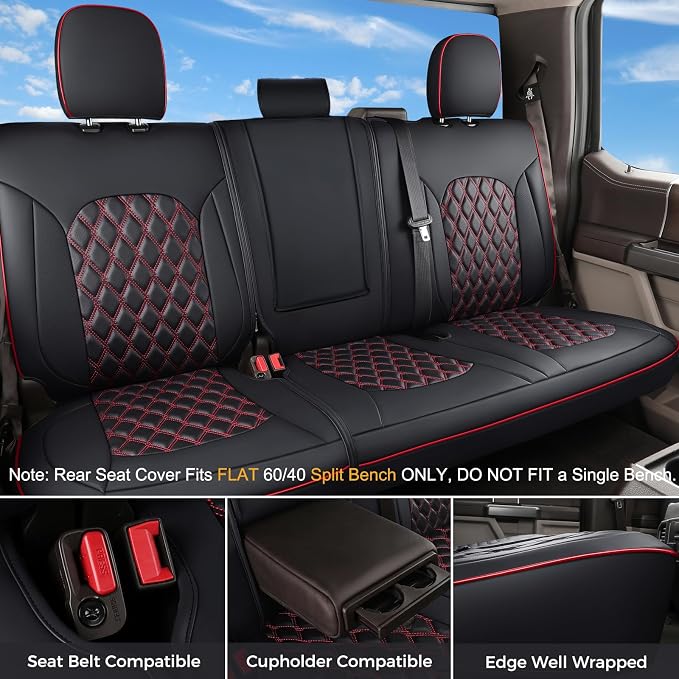 Seat Covers for Multiple Vehicles — Full Set — Black / Red