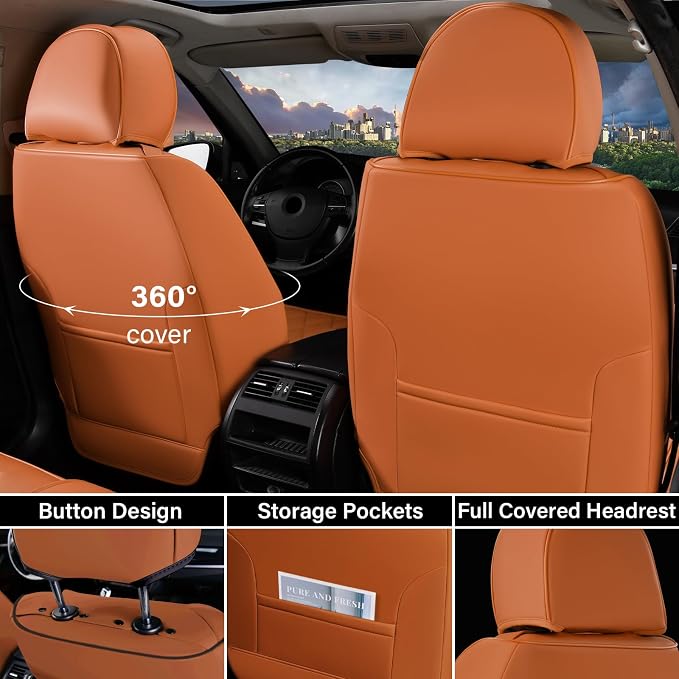 Universal Faux Leather Seat Covers — Full Set — Black / Brown