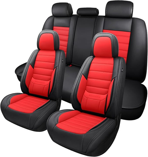 Universal Seat Covers — Full Set — Black / White / Red