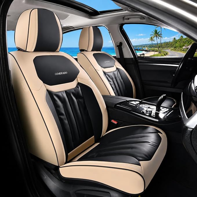 Universal Seat Covers — Full Set — Beige / Black