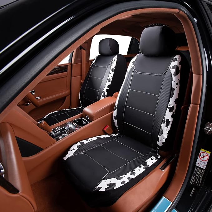 Faux Leather Car Seat Covers — Full Set — Black