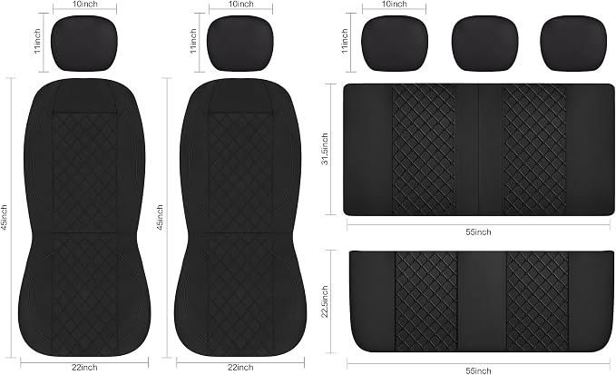 Fabric Car Seat Covers — Full Set — Black