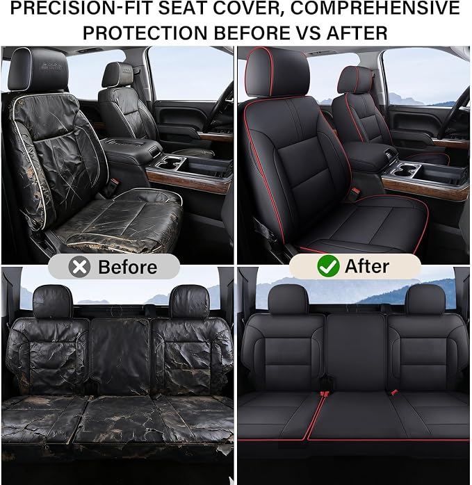 Faux Leather Seat Covers for Chevrolet Silverado / GMC Sierra — Full Set — Red