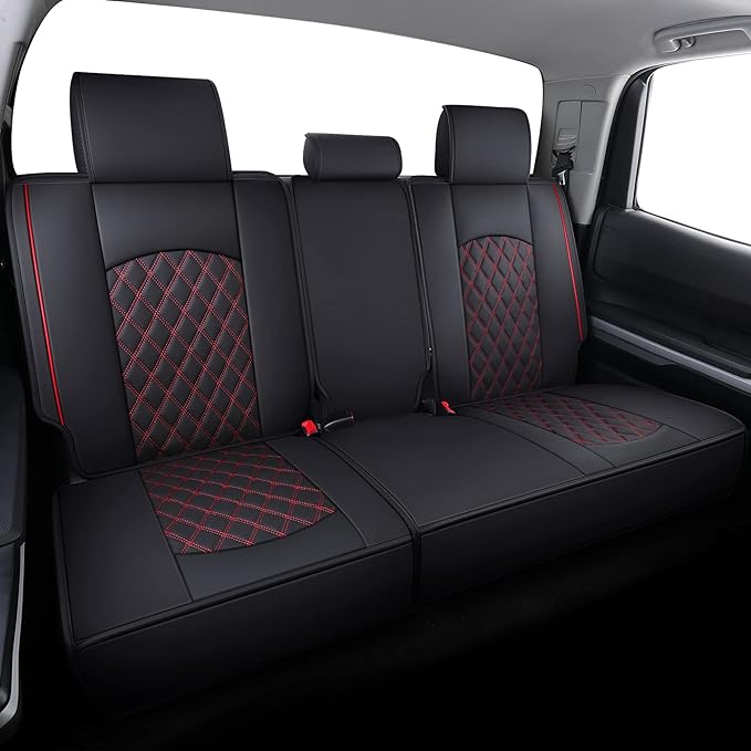Faux Leather Seat Covers for Toyota Tundra — Full Set — Black / Red