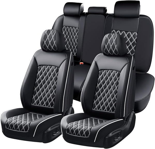 Universal Seat Covers — Full Set — Black / White