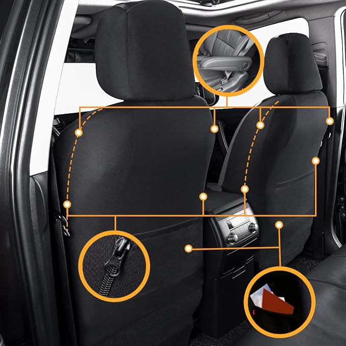 Faux Leather Car Seat Covers — Full Set — Black / Gray