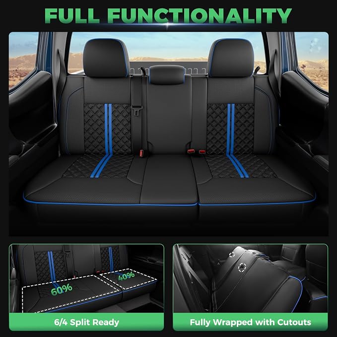 Seat Covers for Toyota Tacoma — Full Set — Black / Blue