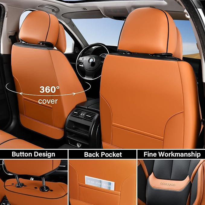 Universal Seat Covers — Full Set — Black / Brown
