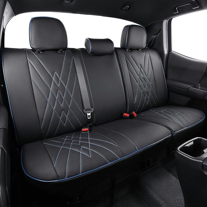 Faux Leather Seat Covers for Toyota Tacoma — Rear Seat — Black / Blue