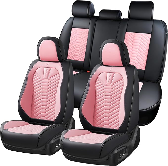 Universal Seat Covers — Full Set — Black / Pink