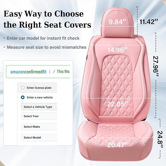 Universal Faux Leather Seat Covers — Full Set — Pink