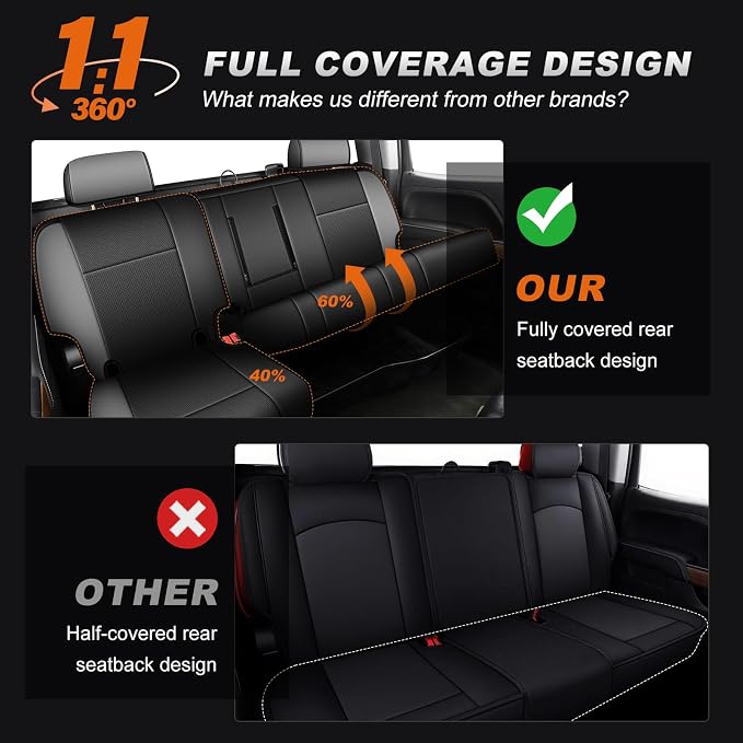 Faux Leather Seat Covers for Chevrolet Silverado / GMC Sierra — Full Set — Black / Gray