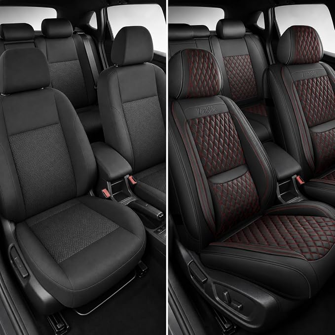 Universal Seat Covers — Full Set — Black / Red