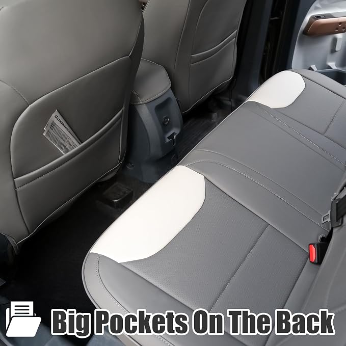 Faux Leather Seat Covers for Ford Maverick — Gray / White