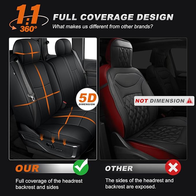 Faux Leather Seat Covers for Chevrolet Silverado / GMC Sierra — Full Set — Black