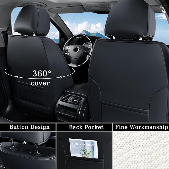 Universal Seat Covers — Full Set — Black / White