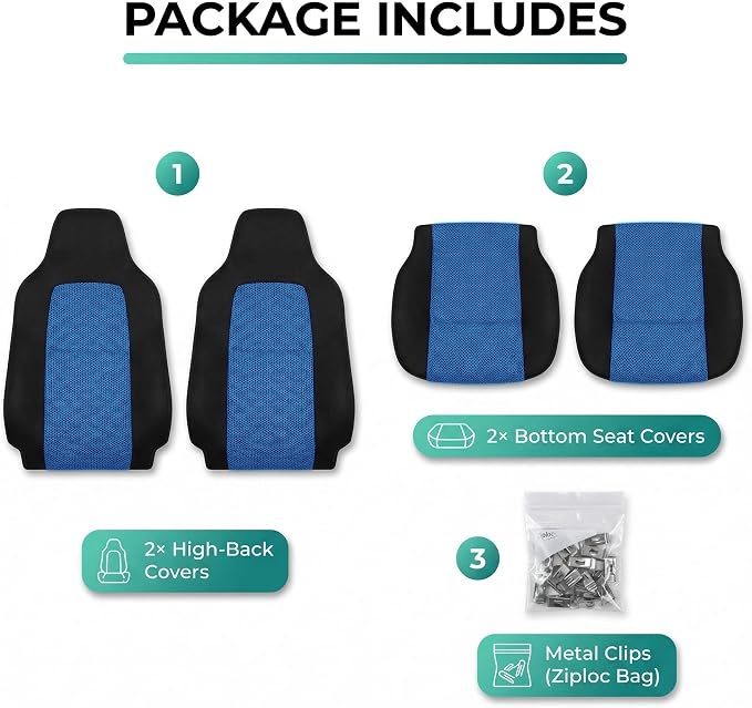 Universal Fabric Seat Covers — Front Seat — Blue