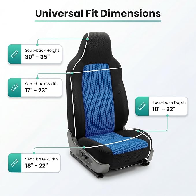 Universal Fabric Seat Covers — Front Seat — Blue