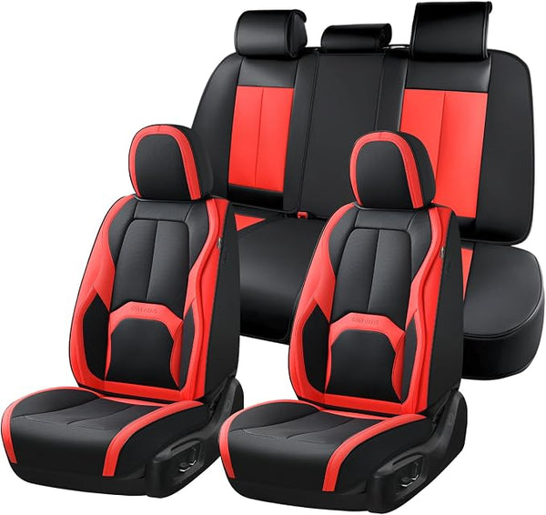 Universal Seat Covers — Full Set — Black / Red