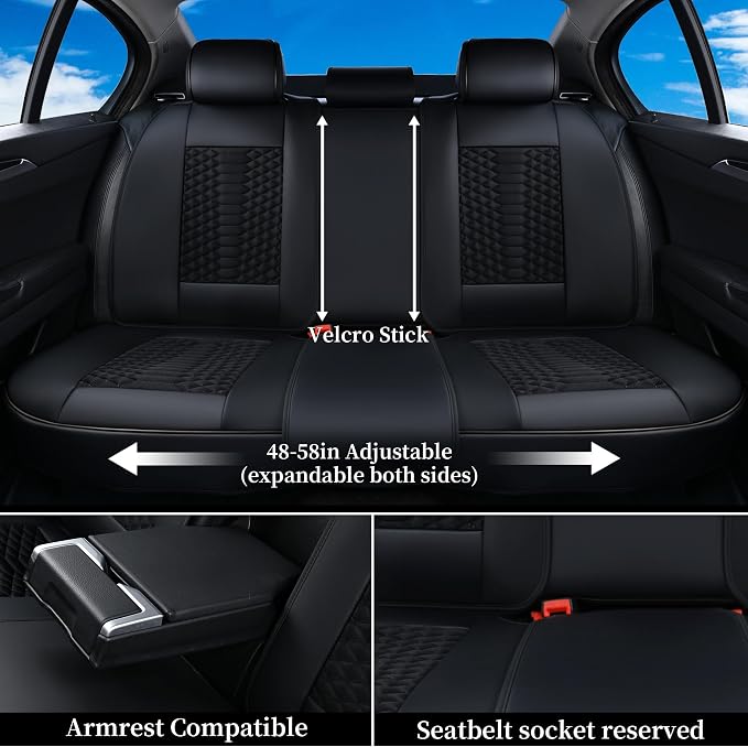 Universal Faux Leather Seat Covers — Full Set — Black