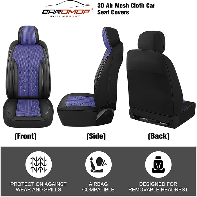 Universal Faux Leather Seat Covers — Front Seat — Black / Blue