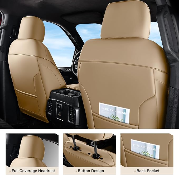 Seat Covers for Multiple Vehicles — Full Set — Beige