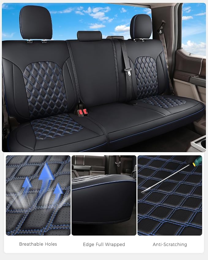Seat Covers for Toyota Tacoma — Rear Seat — Black / Blue