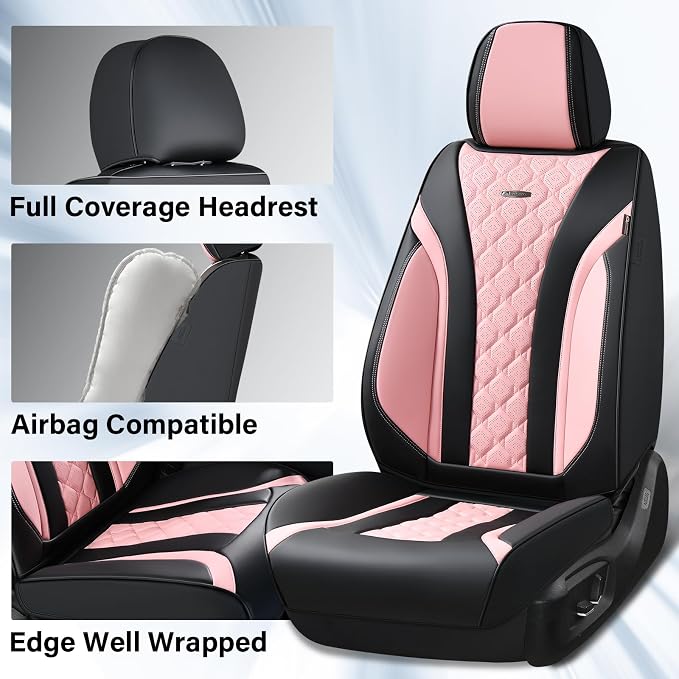 Universal Seat Covers — Front Seat — Black / Pink