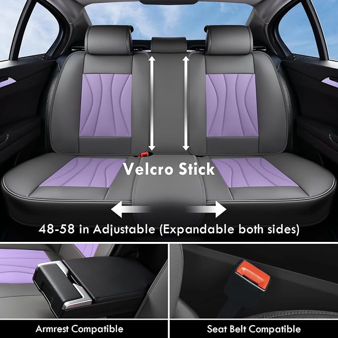 Universal Seat Covers — Full Set — Gray / Purple