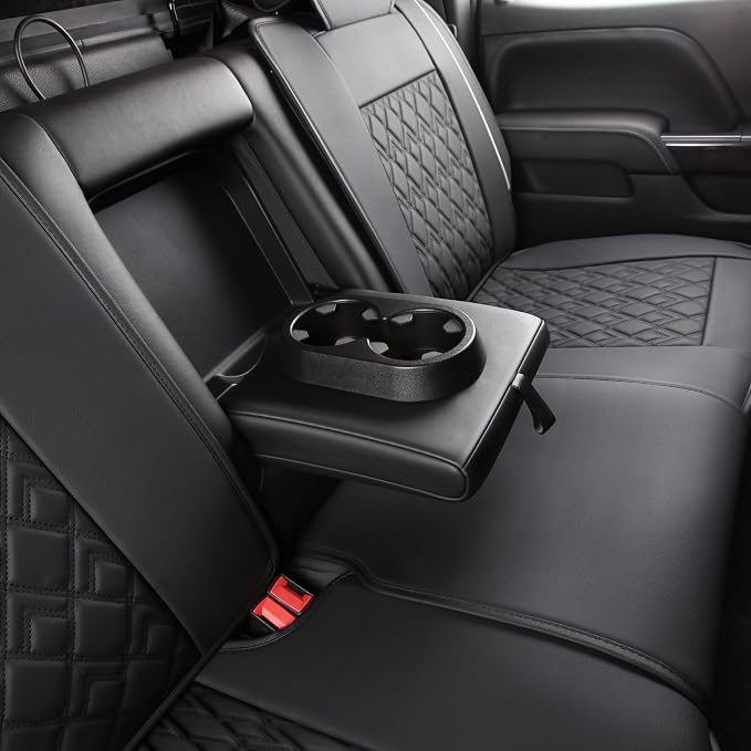 Seat Covers for Chevrolet Silverado / GMC Sierra — Rear Seat — Black / White