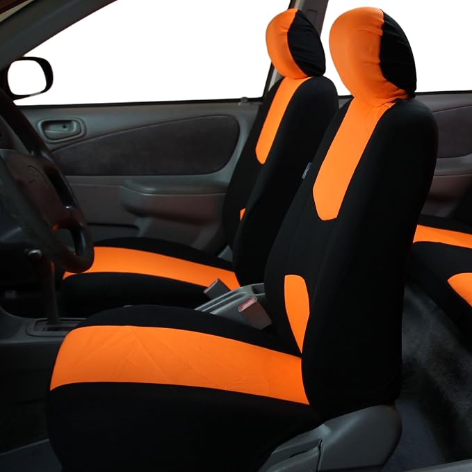 Universal Fabric Seat Covers — Orange / Black