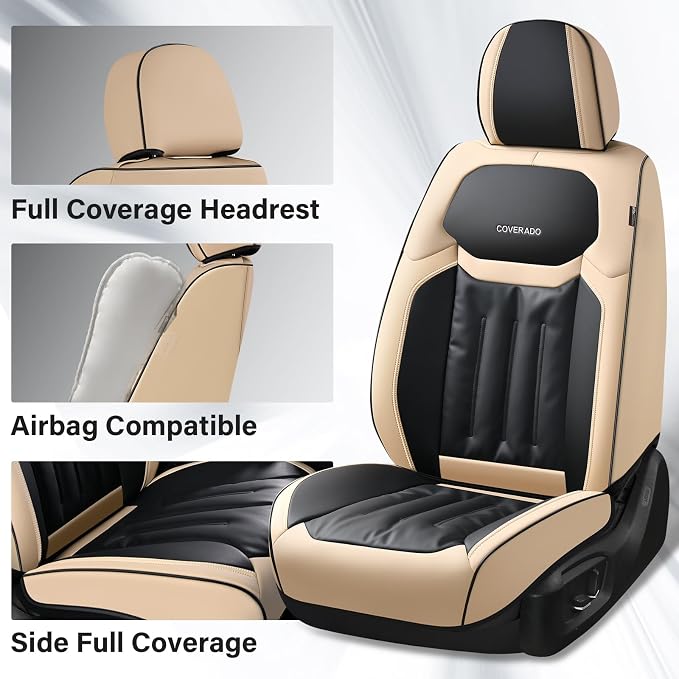 Universal Seat Covers — Full Set — Beige / Black