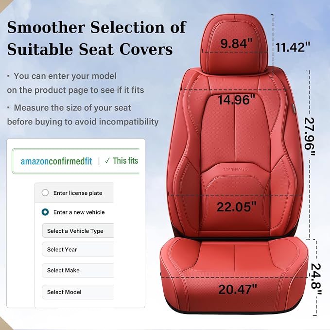 Universal Seat Covers — Front Seat — Red