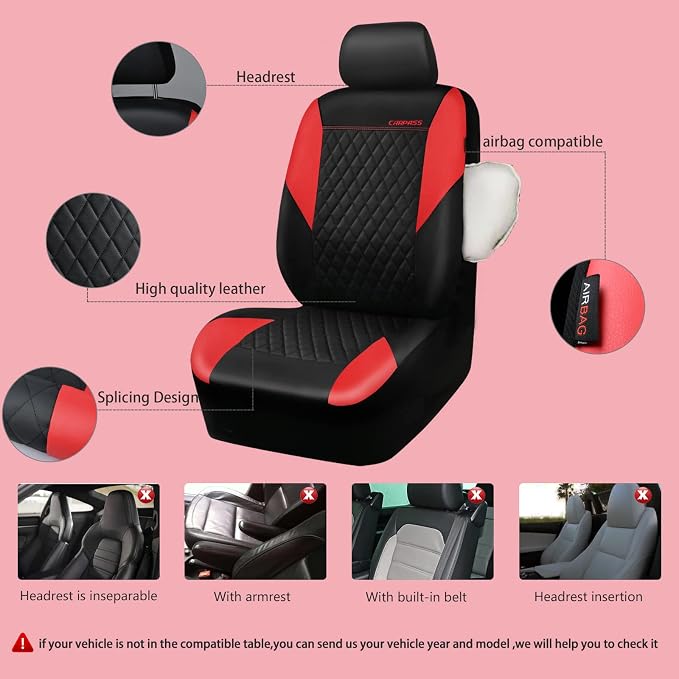 Universal Seat Covers — Full Set — Red
