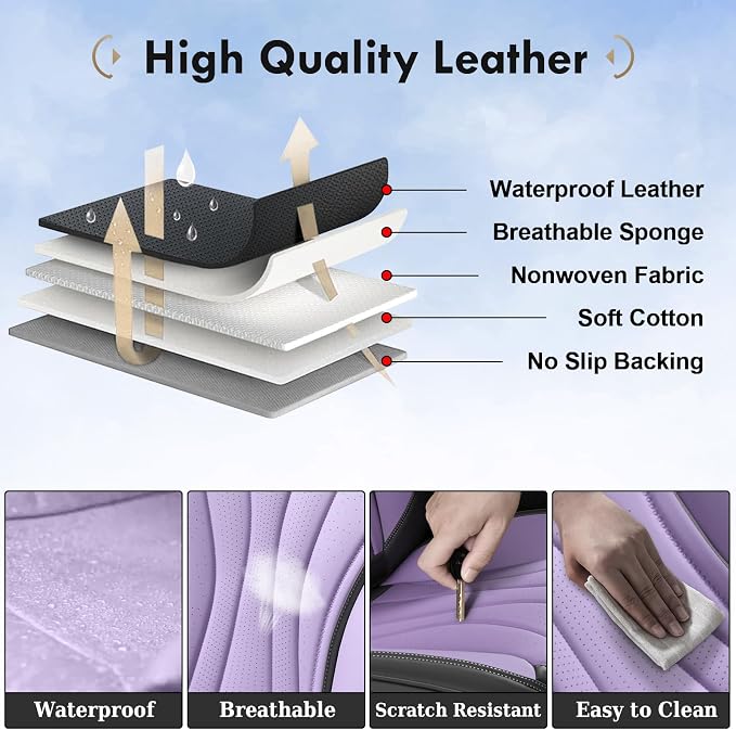 Universal Seat Covers — Full Set — Gray / Purple