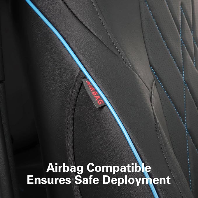 Faux Leather Seat Covers for Toyota Tacoma — Full Set — Black / Blue