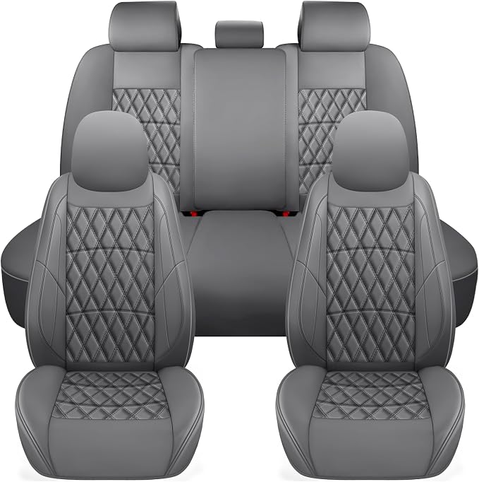 Universal Faux Leather Seat Covers — Full Set — Gray
