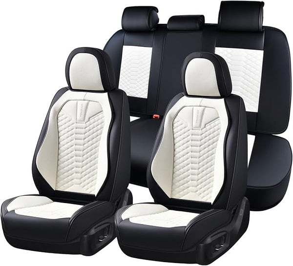 Universal Seat Covers — Full Set — Black / White
