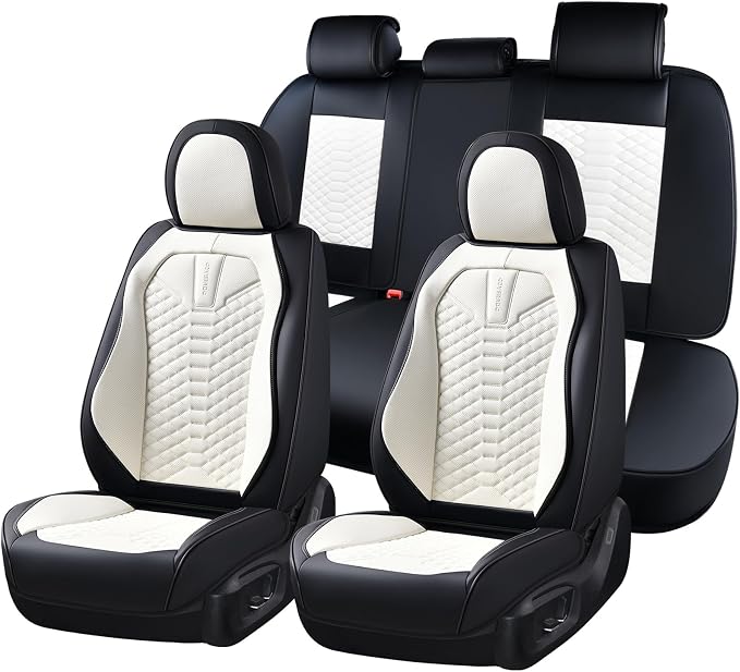 Universal Seat Covers — Full Set — Black / White